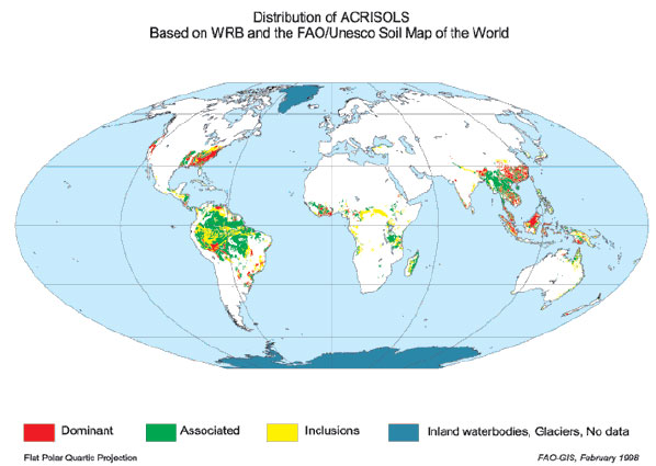 Ultisols distribution in the world